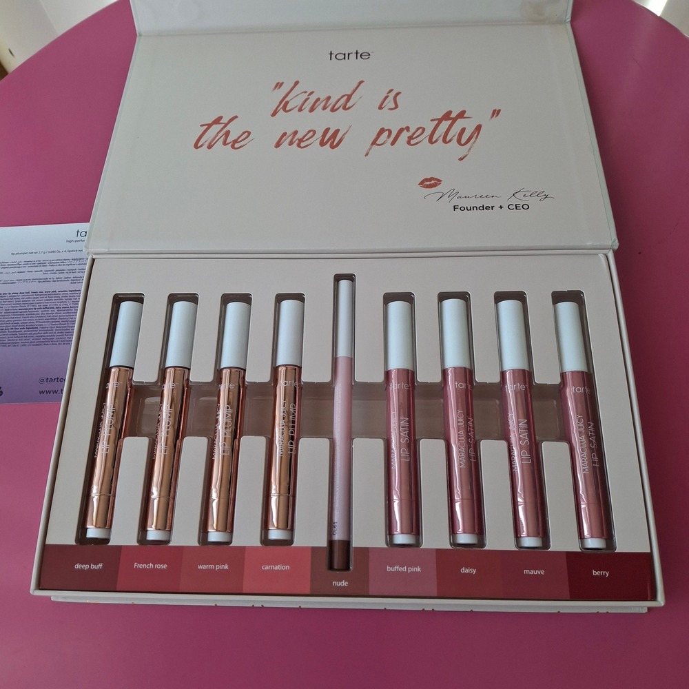 Tarte Maracuja Juicy Lip Library 9-Piece Set Plump Satin Liner Gift Box Set NEW